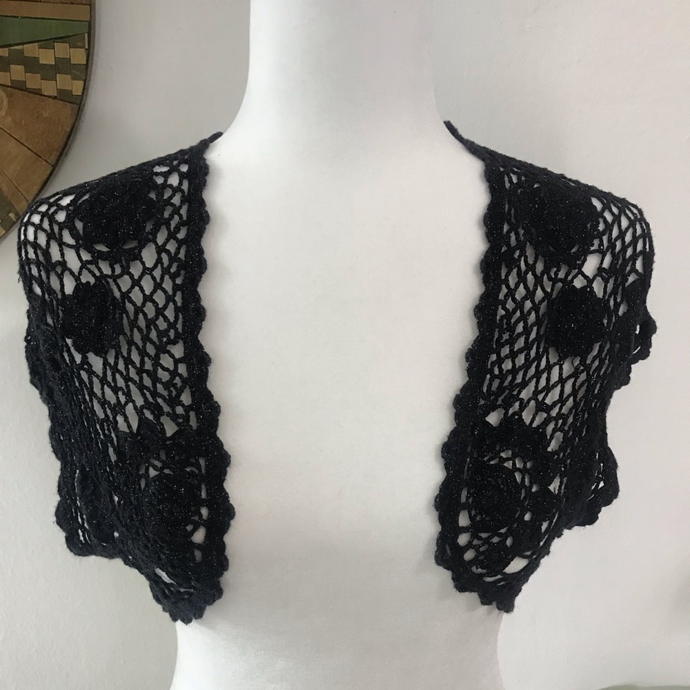 Tabitha Black Crochet Shrug Bolero